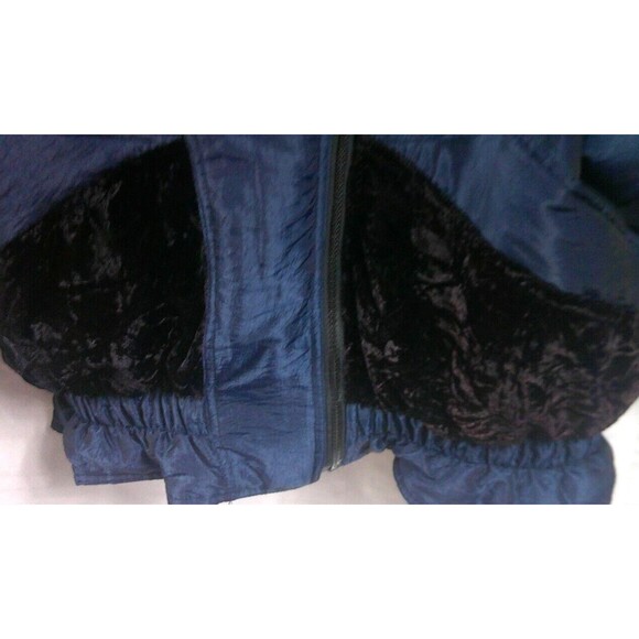 Vintage G4000 Navy Blue Puffer Coat Jacket Quilt Lined Embroidered Ladies Large - Picture 5 of 8